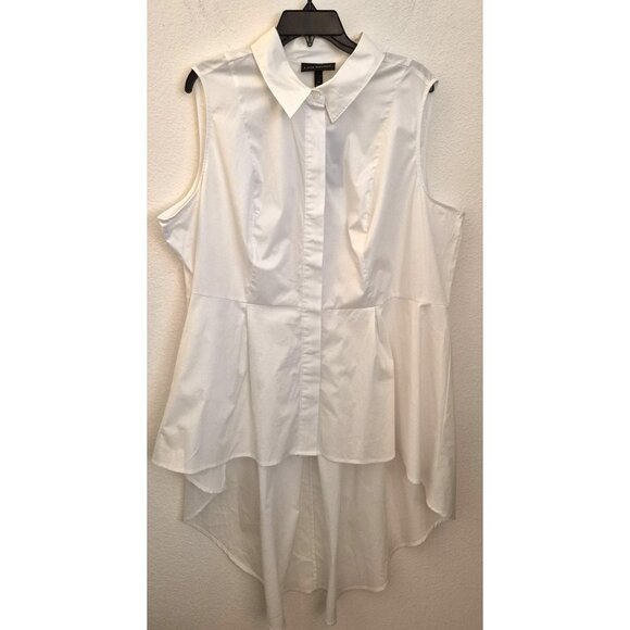 Lane Bryant White Cotton Button Front Tunic, Hidden Button, Size 20 NWT - Picture 1 of 6